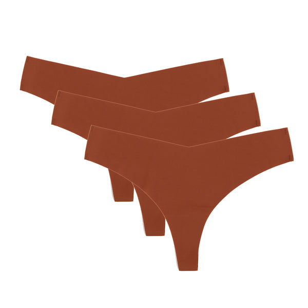 SEAMLESS G-STRING PACK OF 3 - CINNAMON